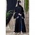 Front open embroidery abaya with Bell sleeves- Black